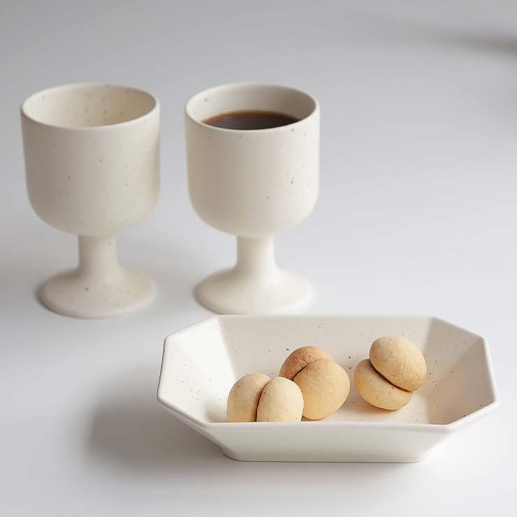 [Handmade Korean Ceramics] 3-Piece Wine Glass + Bowl Set