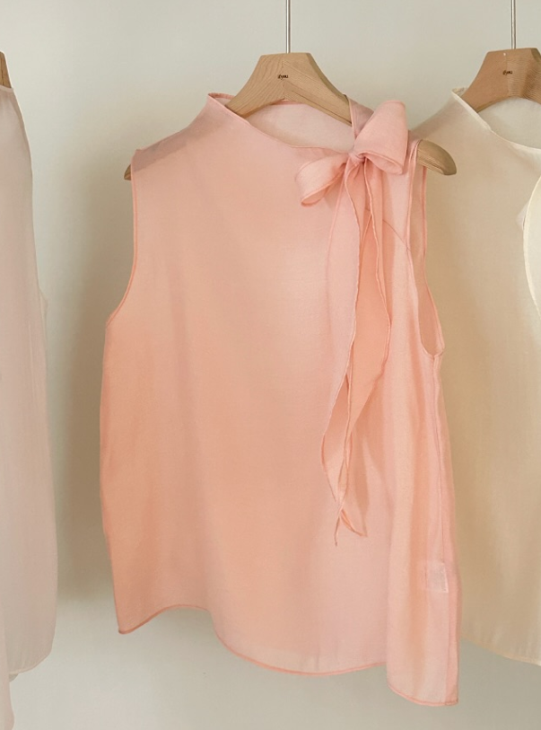 Tie Neck Sleeveless Blouse – Soft Feminine Silhouette