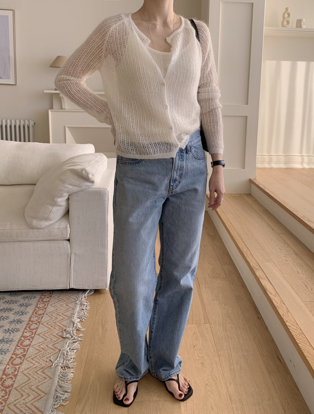 Cotton Candy Mohair Blend Knit Cardigan