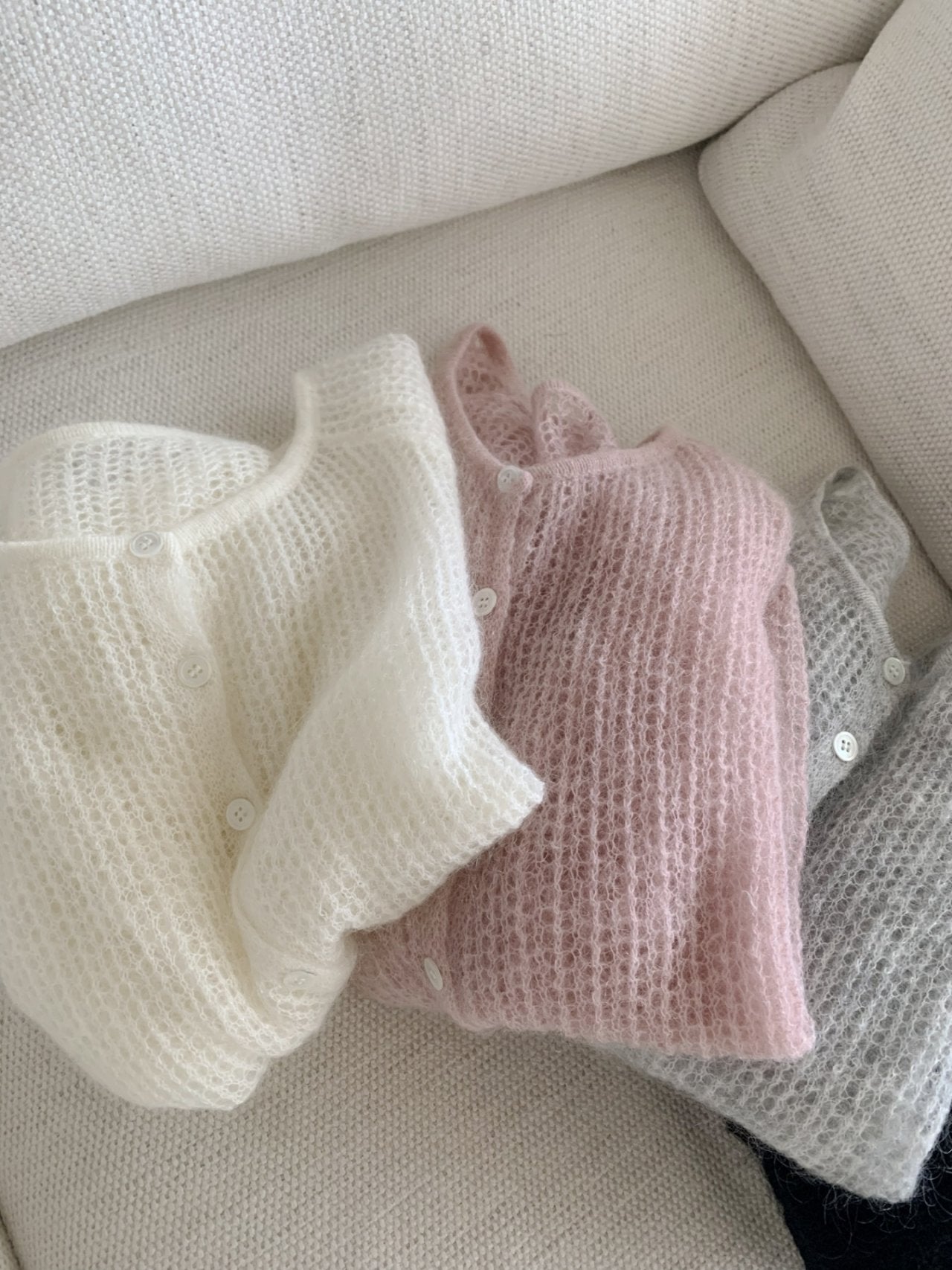 Cotton Candy Mohair Blend Knit Cardigan