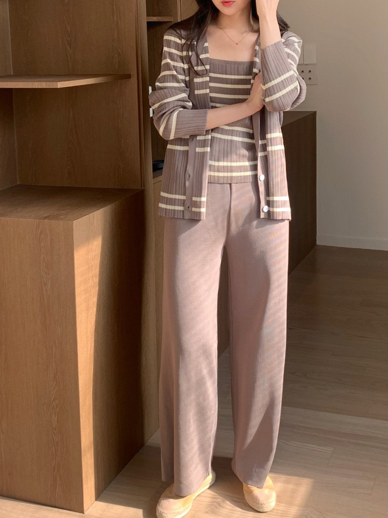 Elegant Stripe Knit 3-Piece Set