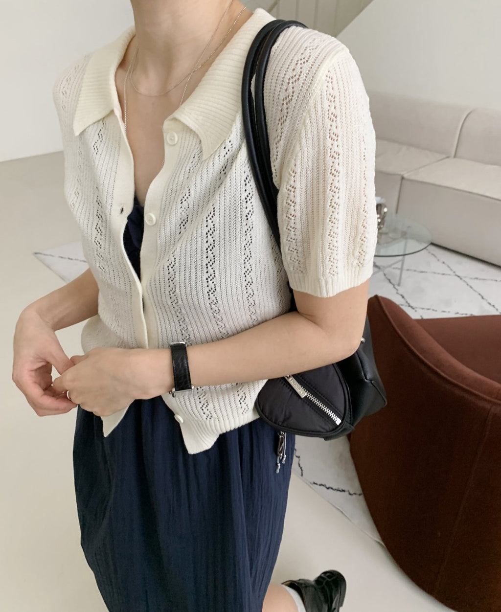 Summer Eyelet Knit Cardigan